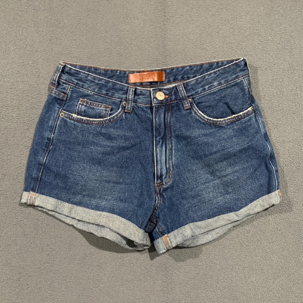 Animale Womens High Rise Cuffed Denim Shorts Medium Wash Blue Size 40 Brazil